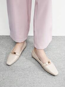 CUCCOO BIZCHIC 女士方头平底巧克力色金属扣套脚平底鞋，舒适休闲玛丽珍鞋，适合搭配连衣裙 - 鄒漆杏 - 查看 7