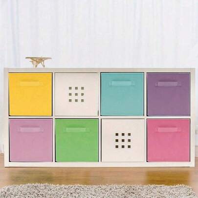 Fabric Storage Box - Durable Foldable Container With Handle - Foldable Basket For Organizing Clothing And Books - Colorful Storage Box For Shelves And Wardrobes