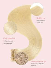 7片装，含20个夹子，115克双层缝制隐形夹式接发，真人发，#613金色，真人发夹式接发，真人发双层缝制，夹式接发，14-22英寸，适合女性、女孩日常佩戴，冬季、圣诞节、万圣节装扮，秋季服装，女士秋季穿搭