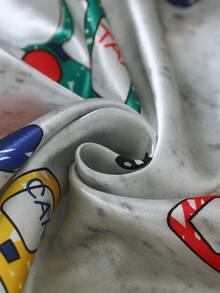 男童休闲卡通印花睡衣套装，撞色滚边，短袖上衣带口袋和纽扣，短裤，家居服 - 彩色 - 查看 7