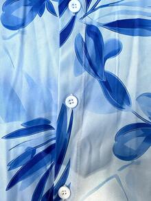 VENTUSAIL Floral Print Button-Front Shirt And Solid Color Slant Pocket Shorts Set Men Beach Outfit Set Men 2 Pieces Set Vacation, Holiday - Multicolor - View 6