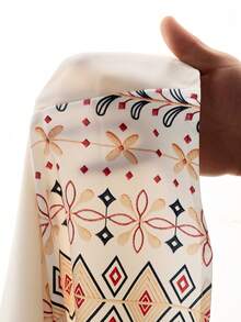SHEIN الملابس التقليدية العربية	Tween Girl Collared Geometric Print Ruffle Casual Everyday Dress - Apricot - View 6