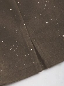 Sweetra Chân váy ngắn dự tiệc ôm sát, xếp ly bất đối xứng, đính sequin, khóa kéo, gợi cảm dành cho nữ. - Màu Khaki - Xem 5