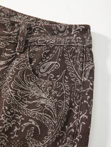 GlowEve Women's Fashion Jacquard Straight Wide-Leg Pants - Coffee Brown - View 5