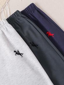 SHEIN 6件套儿童/青少年男童休闲日常舒适印花圆领宽松短袖T恤和长裤针织套装，3种款式各一件 - 彩色 - 查看 4