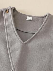 Genkimix Kids Set 3 buc. vestă asimetrică pentru băieți + cămașă cu dungi + pantaloni drepți lejeri, costum de toamnă la modă pentru copii - Gri - Vizualizare 5