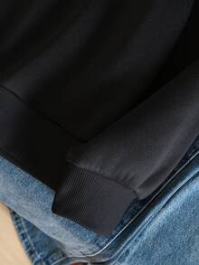 Áo nỉ cổ bẻ dài tay, khóa kéo nửa thân, kiểu dáng thường ngày cho nữ tuổi teen. - màu đen - Xem 5