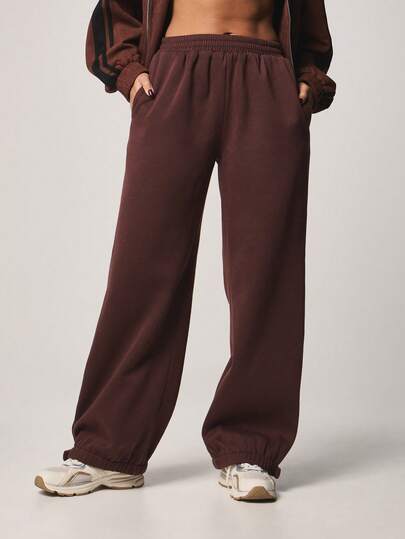 MISSGUIDED Pantalones jogger de pierna recta con cintura elástica y detalle de dobladillo dividido para comodidad casual de todos los días