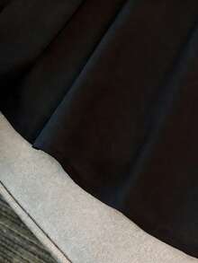 GlowEve CURVE 大码女士优雅立领荷叶边花卉系带纯色缎面长袖衬衫，专业通勤衬衫 - 黑色 - 查看 5