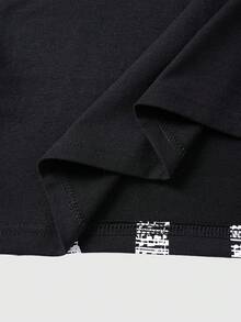 ROMWE MEN Street Life 男士休闲时尚街头通勤英国国旗印花短袖T恤，夏季 - 黑色 - 查看 6