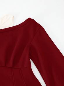 Sparklyn Đầm midi dáng lệch eo, thiết kế áo hai dây phối gân cho nữ tuổi teen, thích hợp cho các dịp thường ngày như đi chơi, đi làm, dự tiệc, phù hợp với các bạn nữ từ 13-16 tuổi. - Màu Đỏ Sâu - Xem 6