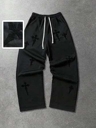 Pantalones de chándal casuales con cordón y bordado para hombres