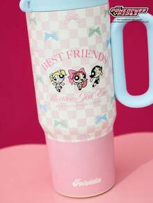 THE POWERPUFF GIRLS X Joivida 24oz Stainless Steel Tumbler Water Bottle/Coffee Cup With Handle And Straw, Leakproof, Insulated (Keeps Drinks Hot Or Cold)