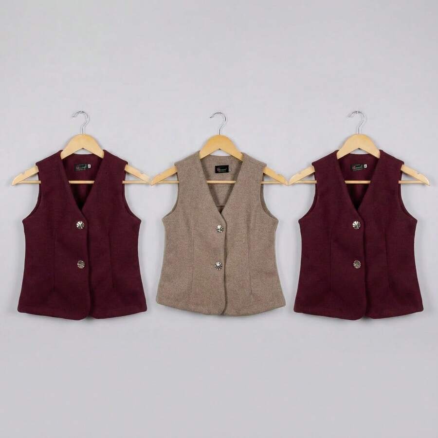 Set de 3 Chaleco con Botones Metálicos | Estilo Casual Elegante - 4 - Ver 1