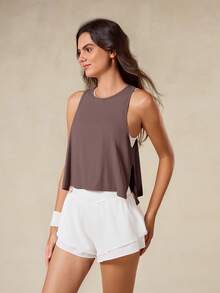 OutZeal 女士健身服运动背心普拉提套装健身上衣凉爽透气下摆运动上衣 - 鏽棕色 - 查看 8