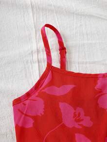 Travachic KIDS Babygirl Cute Summer Vacation Green Textured Loose Strap Dress - Red - View 3