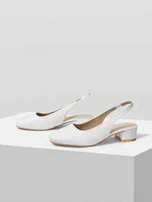 Mnmlis أحذية ماري جين، كعب سميك لون أحادي للنساء