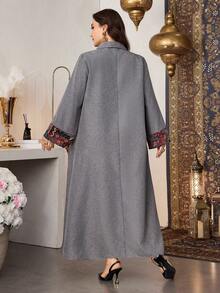 Al Najma 大码女式提花拼接长袖宽松连衣裙 - 彩色 - 查看 2