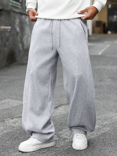 PAVTROS 男士纯色抽绳腰带口袋喇叭裤腿休闲运动裤