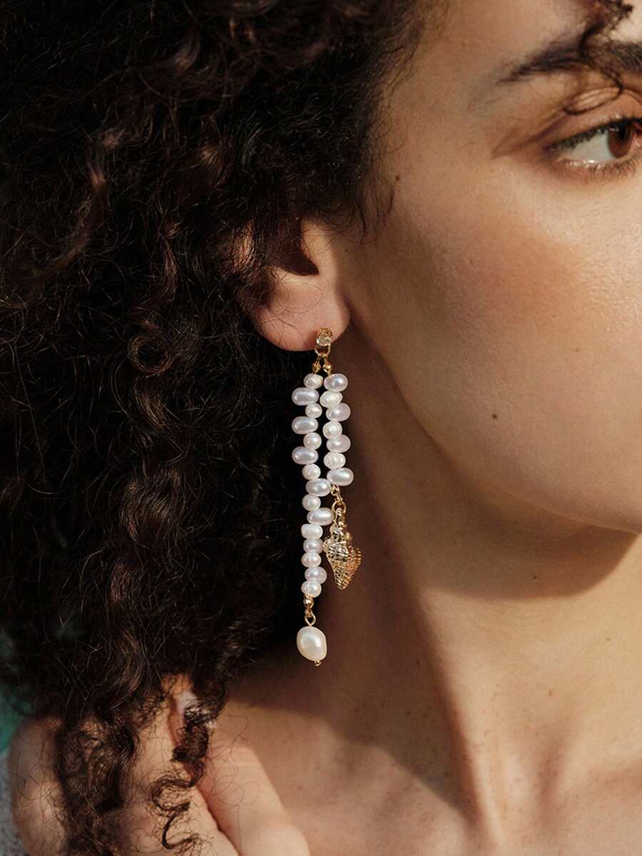 Opalesca Boucles d'oreilles pendantes pour femmes, tenues, vieux argent, perles, accessoires de mariage/mariée, style féerique/fée, perle, automne/hiver, pour maman/femme/fille/mère, élégant, premium, Saint-Valentin, cadeau