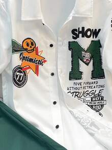 2pcs Tween Boy Casual Patchwork Contrast Color Short Sleeve Mandarin Collar Shirt And Elastic Waist Pocket Shorts Set, Suitable For Autumn, Spring, Summer, Outdoor Play, School, Street Style, Party And Leisure - Multicolor - View 5