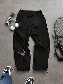 Manfinity Sport Corelite 2 pièces/Set T-shirt à manches raglan avec imprimé lettres et pantalon. Ensemble de sport, tenue de gym, ensemble d'entraînement pour hommes - Noir - Voir 5
