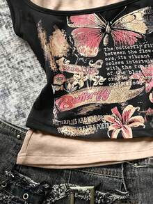 Glimmora Women's Sleeveless Butterfly Pattern Halter Neck Top - Multicolor - View 4