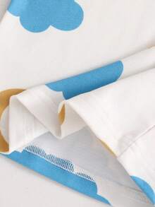 2 pièces/set Haut à manches longues et pantalon de pyjama ajusté avec imprimé lune et nuage, pour jeune garçon, en tricot doux - Rouge - Voir 5