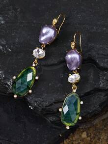 Opalesca 女士耳环，珍珠/水晶，18K镀金，适合夏季/海滩/舞会/派对/假日/度假、订婚/结婚/承诺等场合，送给妈妈/女士/女孩/母亲 - 彩色 - 查看 6