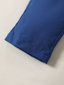 SHEIN 2pcs/Set Tween Boy Gentleman Outfit - Solid Color Waistcoat And Solid Color Trousers With Bow Tie & Suspender, Fashionable For Birthday Party, Formal Event, Wedding, Christening, 1st Birthday - Royal Blue - View 4