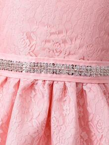 Vestido elegante y de alta gama color rosa para niña preadolescente, vestido de estilo princesa a la moda y lindo - Rosa - Ver 10
