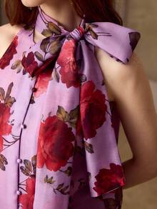 MOTF PREMIUM 女士浪漫玫瑰印花无袖衬衫，春夏款 - 彩色 - 查看 2