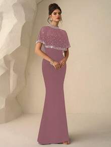 Coutiva Đầm dạ hội cao cấp dành cho nữ, đầm trang trọng với phần đuôi cá thanh lịch, phong cách quý phái sang trọng. - Màu tím hoa cà - Xem 1