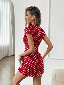 Easowa Women's Valentine's Day Red Polka Dot Dress Waist Cinched Mini Dress Red Dress Valentine's Day Dress Polka Dot Dress Birthday Dress Vacation Outfits Women Y2k Women  Summer Outfits  Summer Outfits Dresses For Women Mini Polka Dot Mini Dress Polkadot Dress Red And White Dress Women  Red Dress Pokadot Dress Spring Outfits Valentine Red Dress - Red and White - View 2