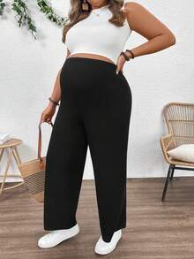SHEIN Quần bầu cỡ lớn, kiểu dáng thường ngày, màu trơn, cạp chun điều chỉnh được. - màu đen - Xem 4