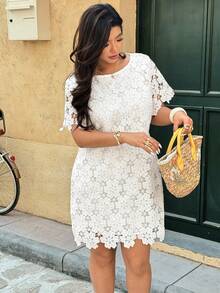 Ceyna Plus Size Women Casual Vacation White Dress - White - View 4