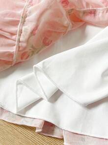 SHEIN Đầm xòe họa tiết hoa, nơ trang trí, kiểu dáng thường ngày cho bé gái, thích hợp mặc mùa xuân, hè, thu, ở nhà, đi nghỉ mát, dự tiệc và mặc hàng ngày. - Nhiều màu - Xem 6