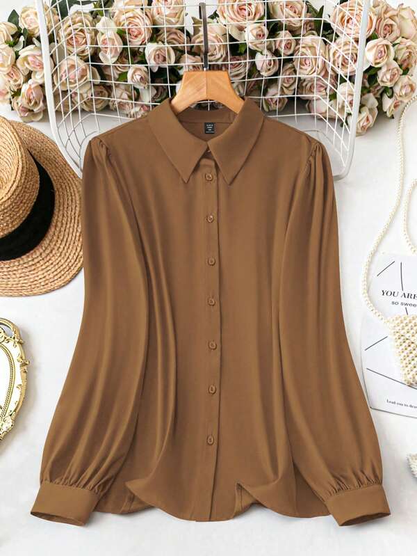 Rometta Kadınlar için Şık Düz Renk Polo Yaka Hırka, Tek Düğmeli, Zarif Mor, İşe Gidip Gelmek İçin Çok Yönlü, Uzun Kollu Bluz