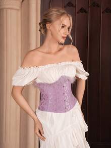 Myrelith 1pc Vintage Palace Style Purple Corset Waist Belt,Halloween And Valentine's Day - Purple - View 7
