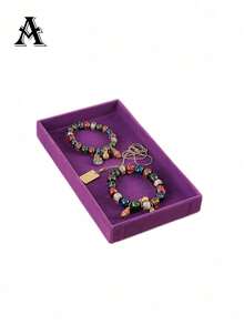 Jewelry Tray Organizer, Jewelry Necklace Earring Ring Display Storage Box, Stackable Jewelry Holder Case Makeup Cosmetic Organizer For Earrings Necklace Rings Bracelets Pendants Pearl - Purple - View 2