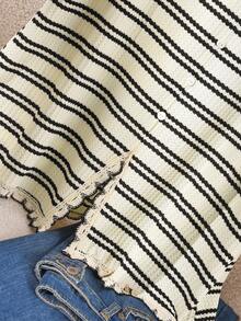 CosyJoli Áo tank top nữ cỡ lớn kiểu dáng thường ngày, áo không tay rộng rãi kẻ sọc, áo mặc thường ngày mùa hè, áo kiểu vintage mùa xuân. - màu đen - Xem 3