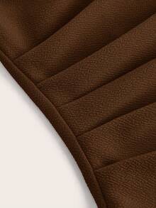 SHEIN Essnce 女士Y2K纯色褶皱时尚抹胸上衣 - 咖啡棕 - 查看 3