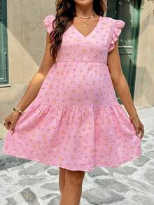 SHEIN Maternity Clothes Maternity Dress Pregnant Clothes Vacation Casual  SweetSummer Outfit Women ,Vacation Dress ,Vacation Outfits Women  Maternity & Nursing Floral Print Ruffle Hem Dress, Pink,Pink Cotton Floral Nursing Dress Maternity Summer Dresses Nursing Dresses Breastfeeding Dress Cotton Dresses Cottagecore Dress Maternity Dress Pink Pink Sun Dress Picnic Dress For Woman,Sweet Pink Floral Print Cotton Sundress, Comfortable And Breathable Nursing Dress - Pink - View 8