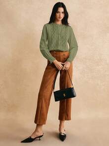 Poéselle Women's Fashionable Elegant Embroidered Button Long Sleeve Shirt - Green - View 4