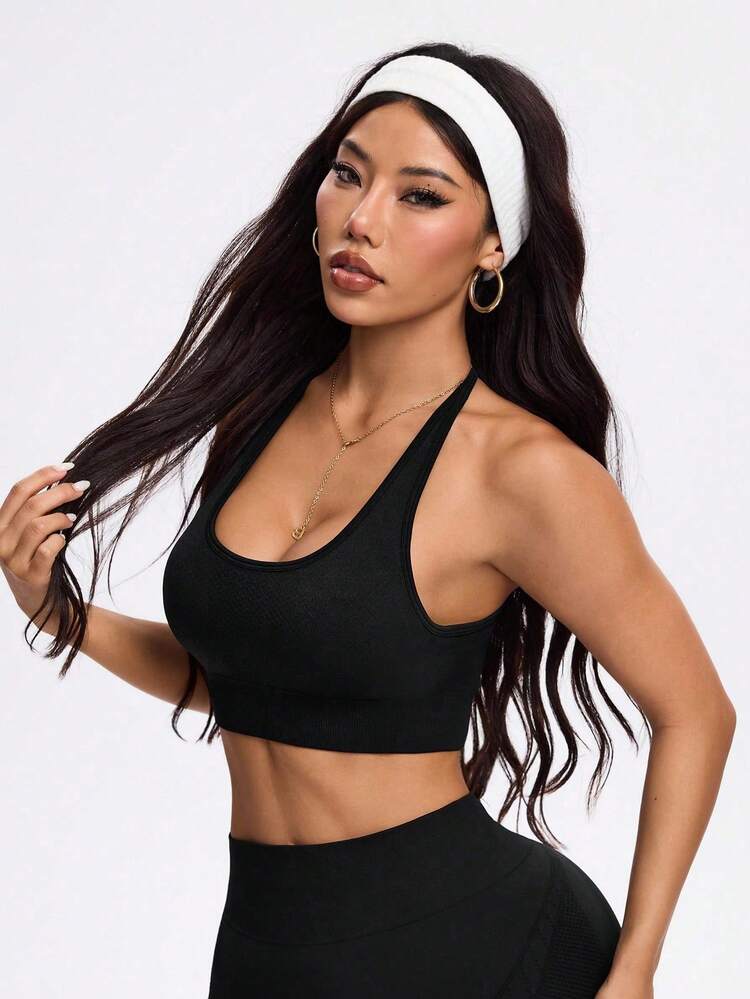 Velisys 2pcs Seamless Knit Removable Front Zip Back Closure Sports Bra For Women - Black - View 5