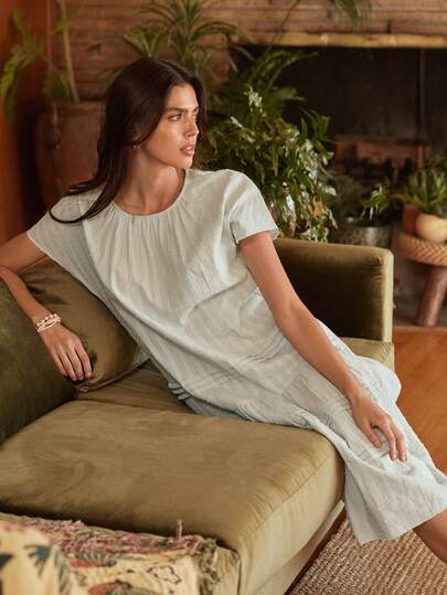 Lullawish Vestido holgado de algodón sin mangas, estilo bohemio, vestido casual para mujer en casa