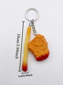 Joivida 逼真薯条钥匙扣，带有番茄酱滴落效果和薯条吊坠，耐用PVC材质，新奇配饰，快餐爱好者的可爱土豆礼物，可挂在钱包、车钥匙、手机包上，收藏礼品创意，独特纪念品 - 彩色 - 查看 3