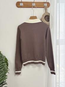 DAZY 女士套头拼色毛衣 - 棕色 - 查看 5