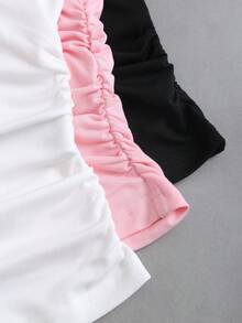 Sweetra Y2K性感蕾丝边饰二合一休闲百搭T恤套装 - 彩色 - 查看 5