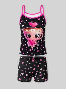 SHEIN 4件套女童简约纯色无钢圈吊带背心和舒适平角内裤套装 - 彩色 - 查看 3